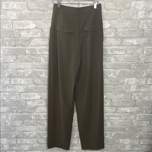 Zara Olive Green High-Waisted Trousers - Picture 3 of 6